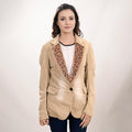 Genuine leather Hand tooled hand carved Women Blazer dress jacket