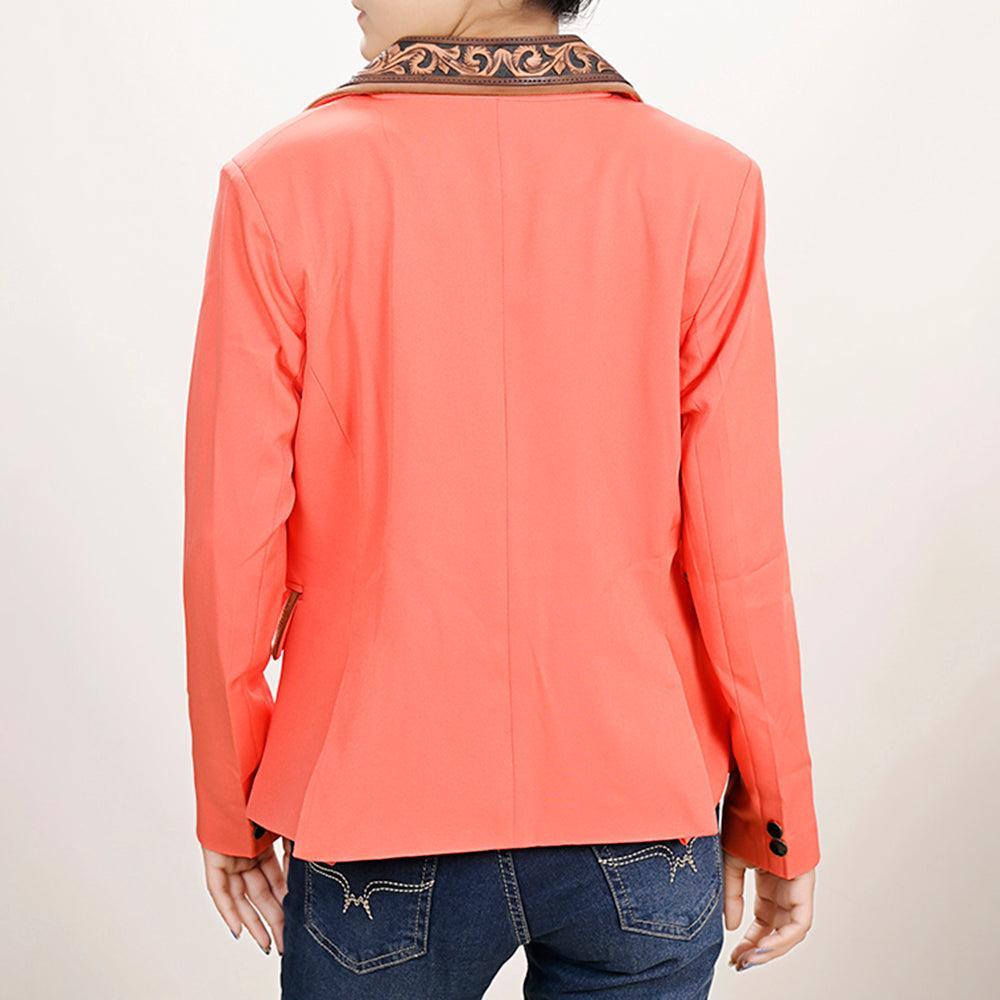 Genuine leather Hand tooled hand carved Women Blazer dress jacket