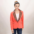 Genuine leather Hand tooled hand carved Women Blazer dress jacket