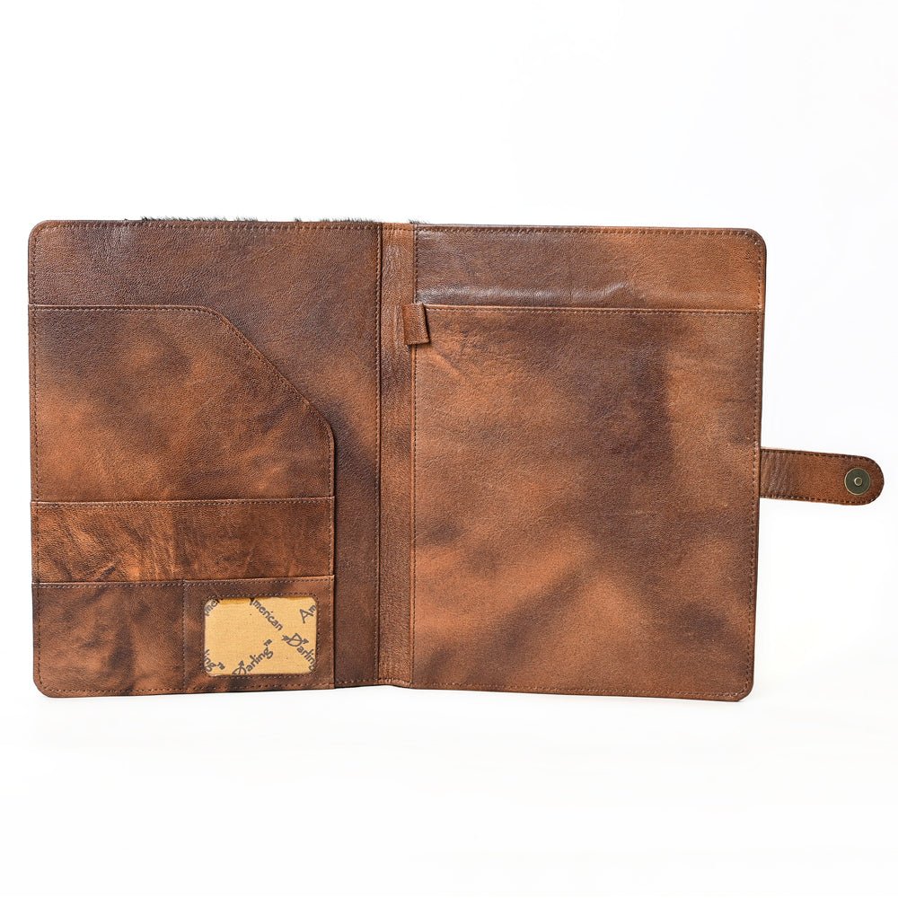 American Darling Portfolio Bag Hand Tooled Crocodile embossed Genuine Leather