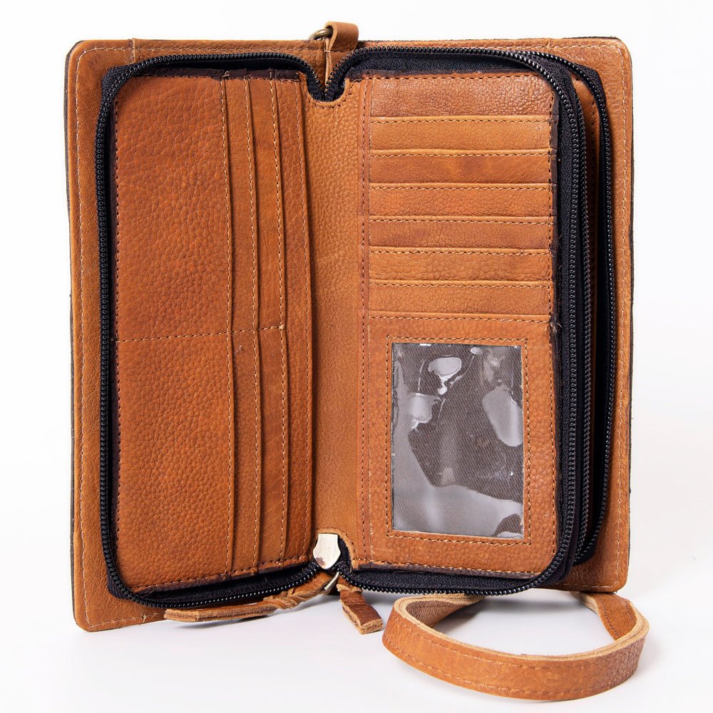 OHLAY Hand-Tooled Leather Organizer Bag