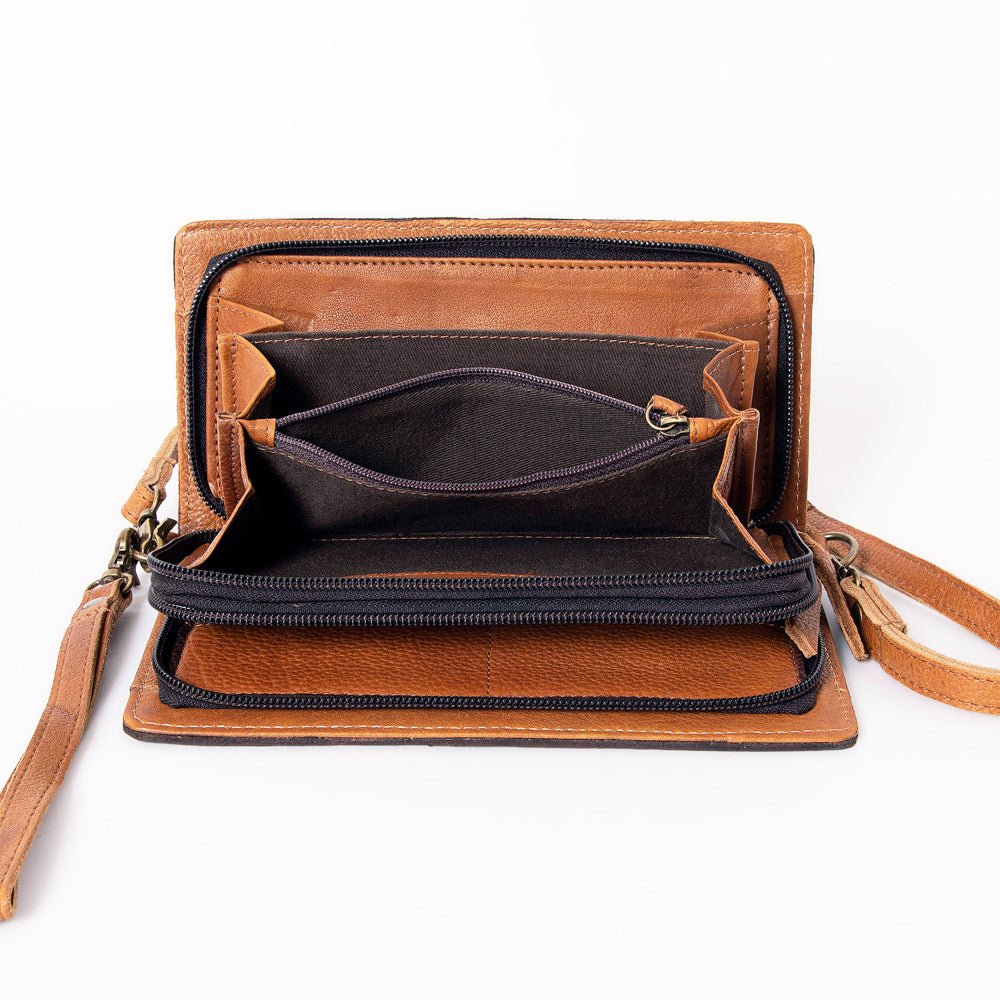 OHLAY Hand-Tooled Leather Organizer Bag