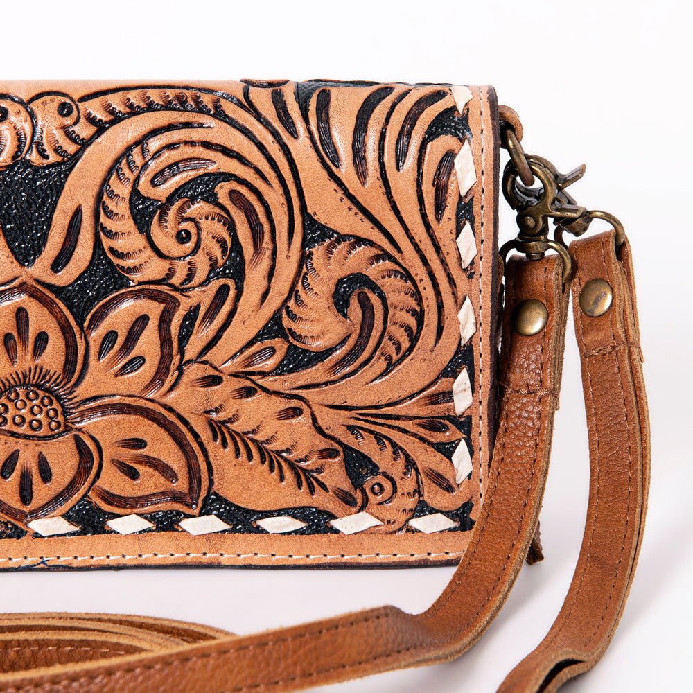 OHLAY Hand-Tooled Leather Organizer Bag