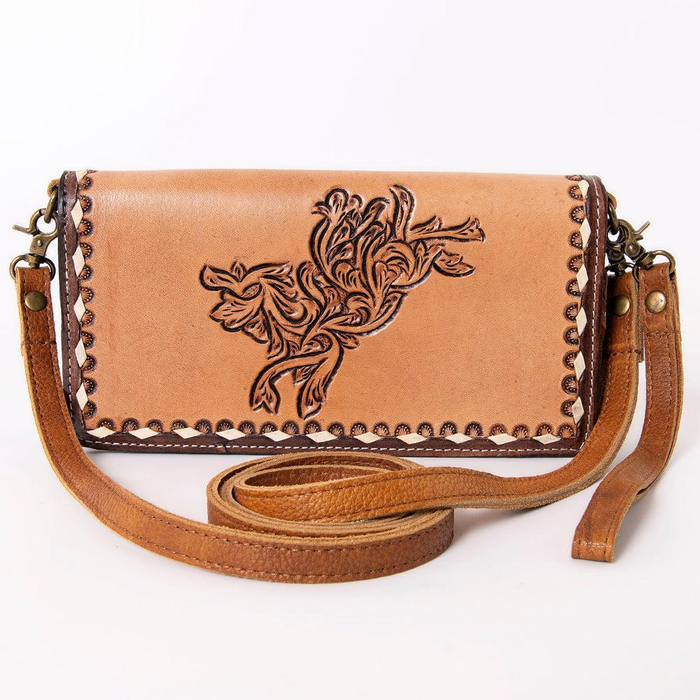 OHLAY Hand-Tooled Leather Organizer Bag