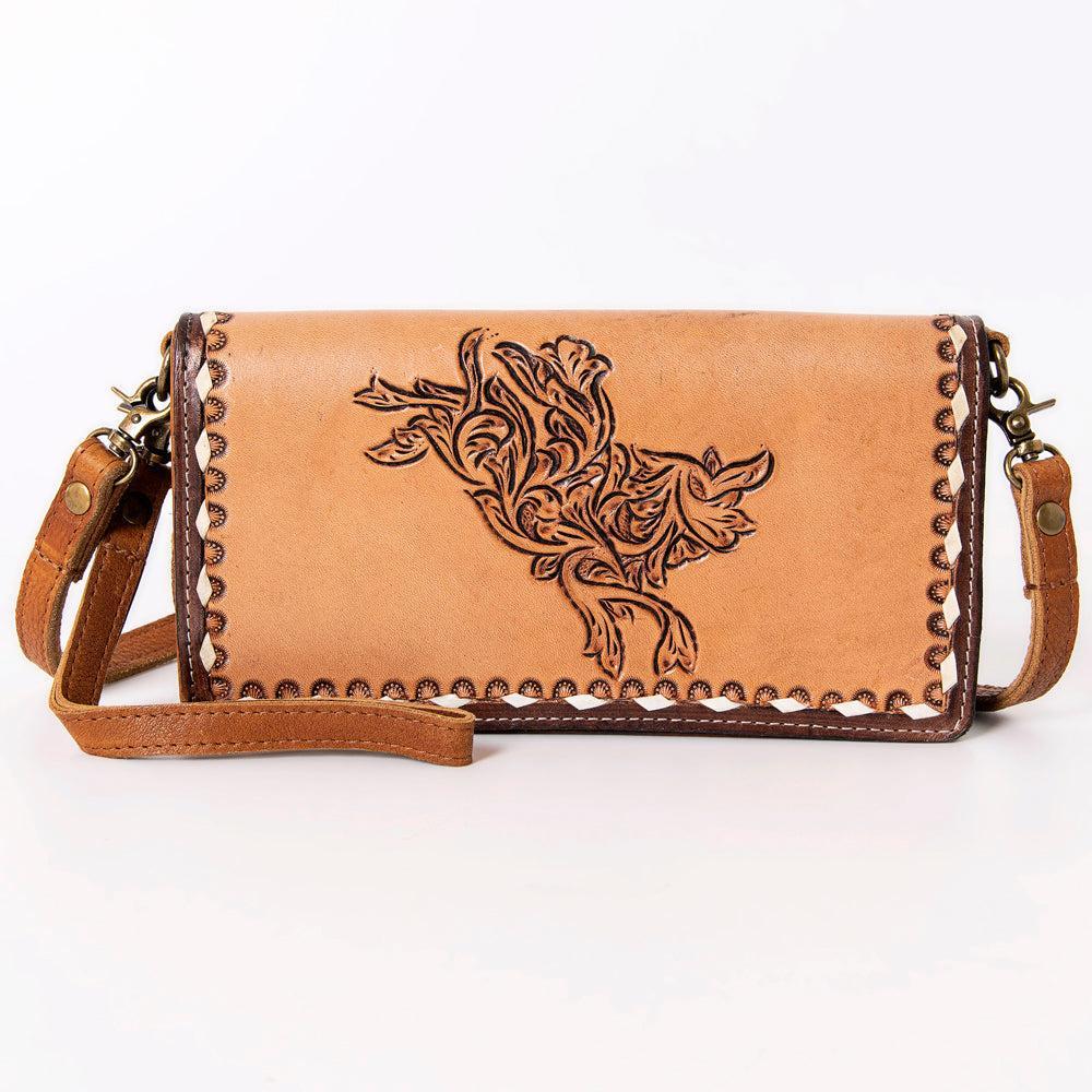 OHLAY Hand-Tooled Leather Organizer Bag