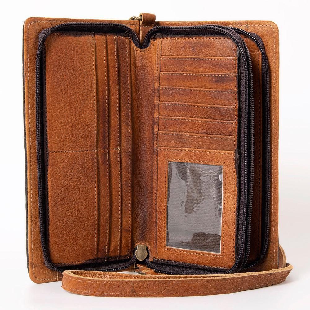OHLAY Hand-Tooled Leather Organizer Bag