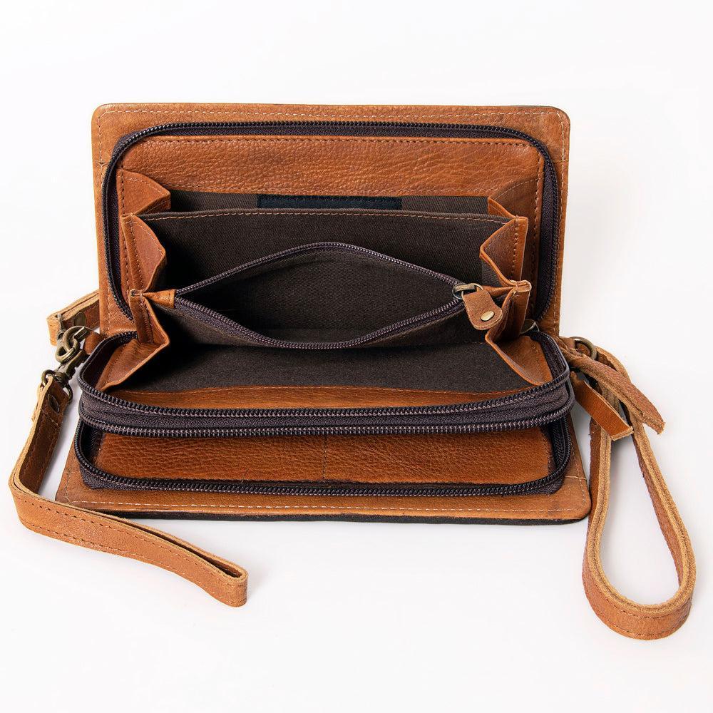 OHLAY Hand-Tooled Leather Organizer Bag