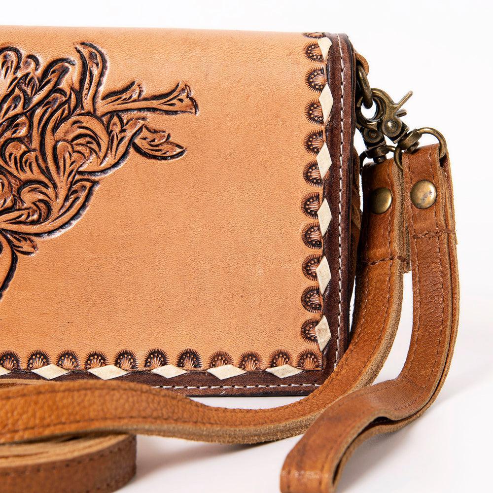 OHLAY Hand-Tooled Leather Organizer Bag