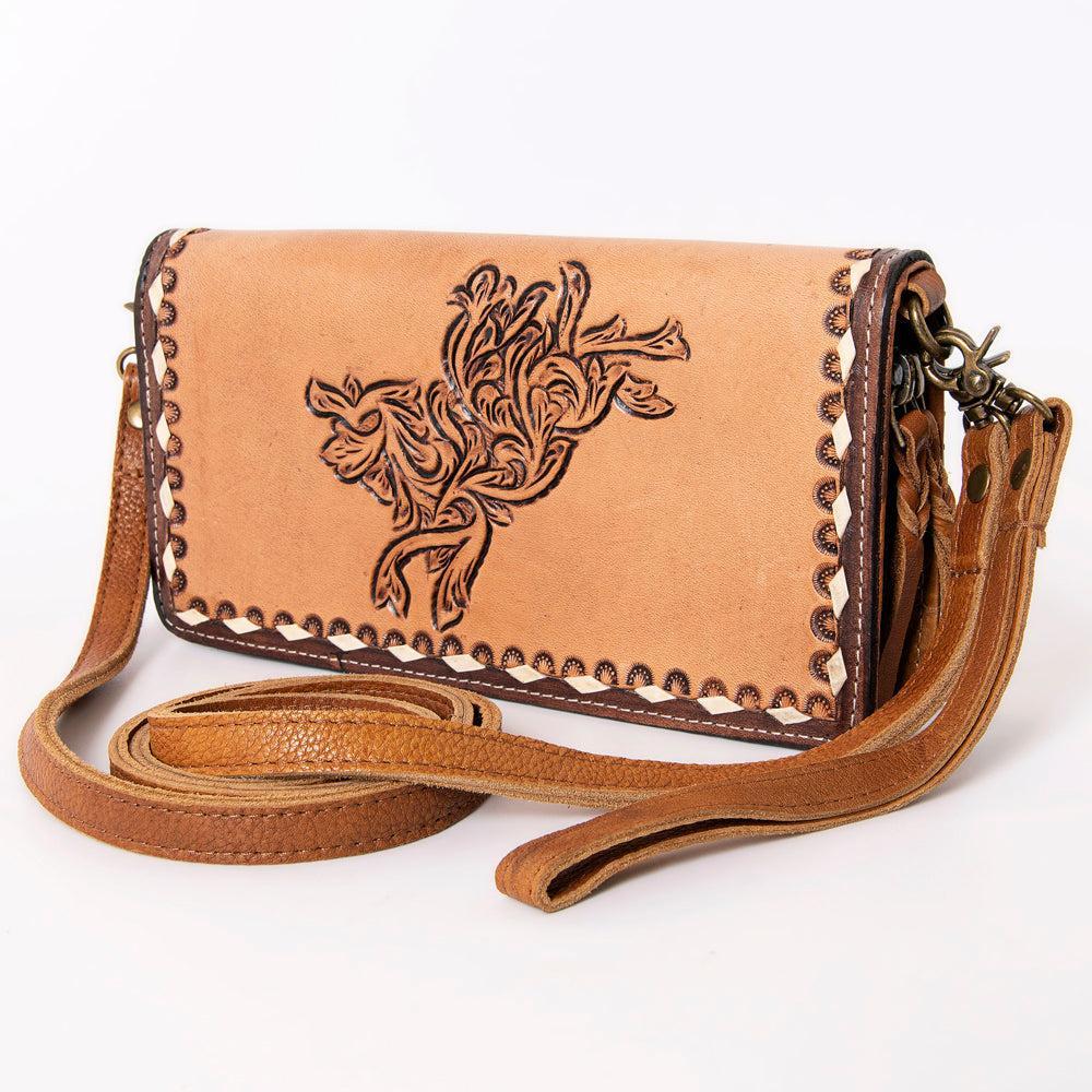 OHLAY Hand-Tooled Leather Organizer Bag