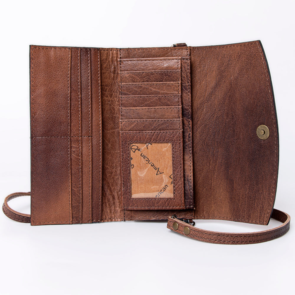 American Darling Wallet Hand Tooled Genuine Leather