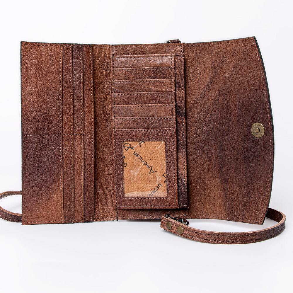 American Darling Wallet Hand Tooled Genuine Leather