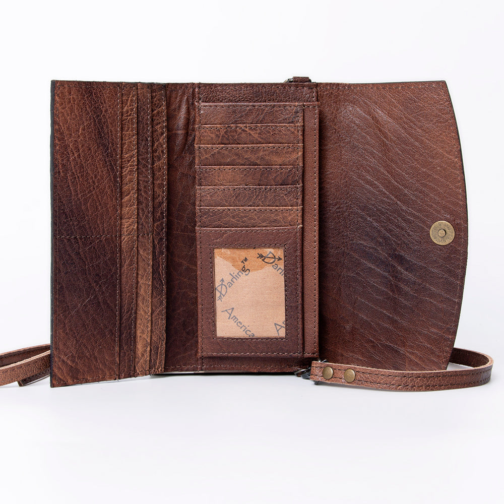 American Darling Wallet Hand Tooled Genuine Leather