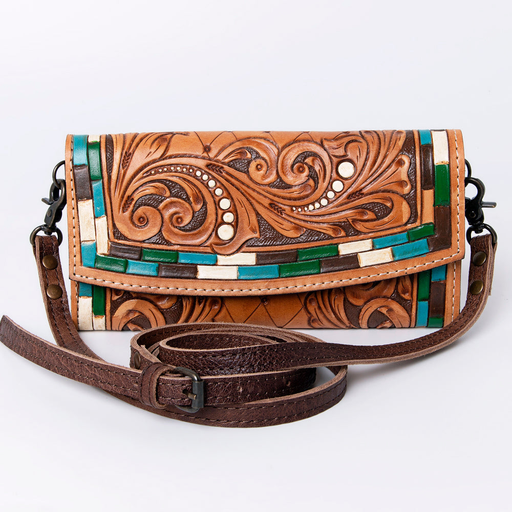 American Darling Wallet Hand Tooled Genuine Leather