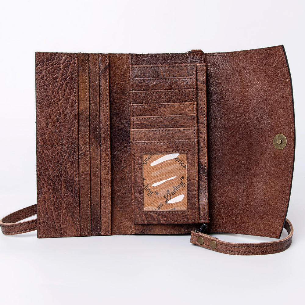 American Darling Wallet Hand Tooled Genuine Leather