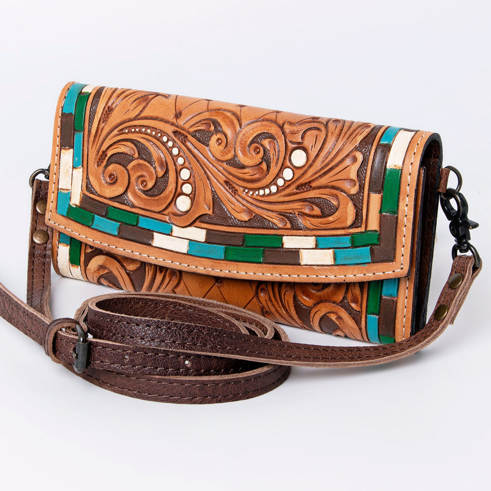 American Darling Wallet Hand Tooled Genuine Leather