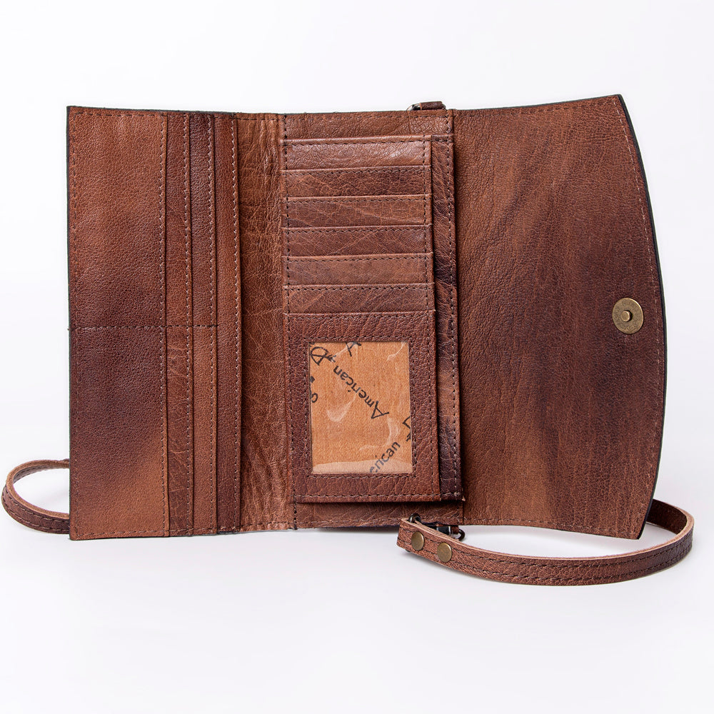 American Darling Wallet Hand Tooled Genuine Leather