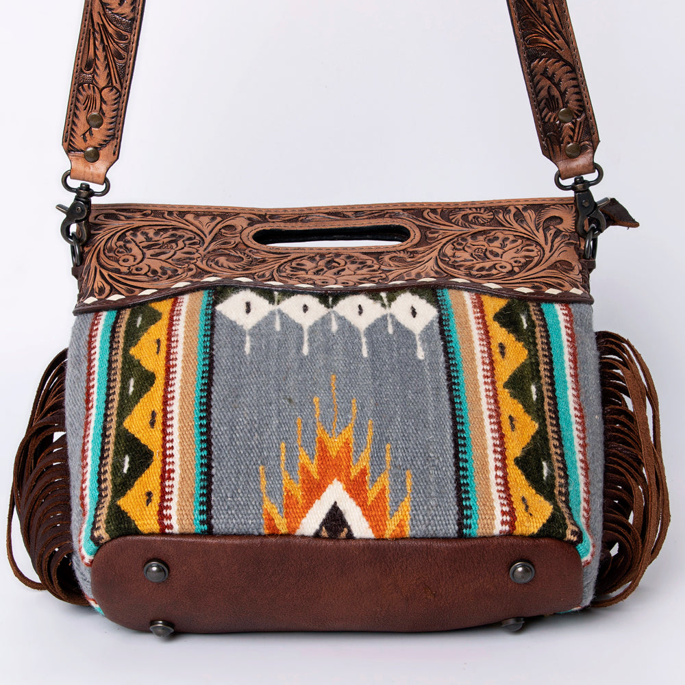 American Darling Clutch Hand Tooled Saddle Blanket Fabric Genuine Leather Western Women Bag Handbag Purse | Purses for Cute