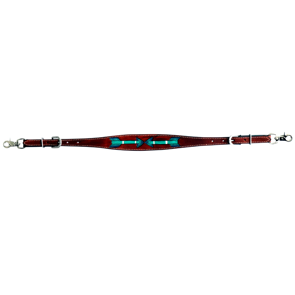 Bar H Equine Western Horse Hand Tooled Genuine Leather Wither Strap Brown