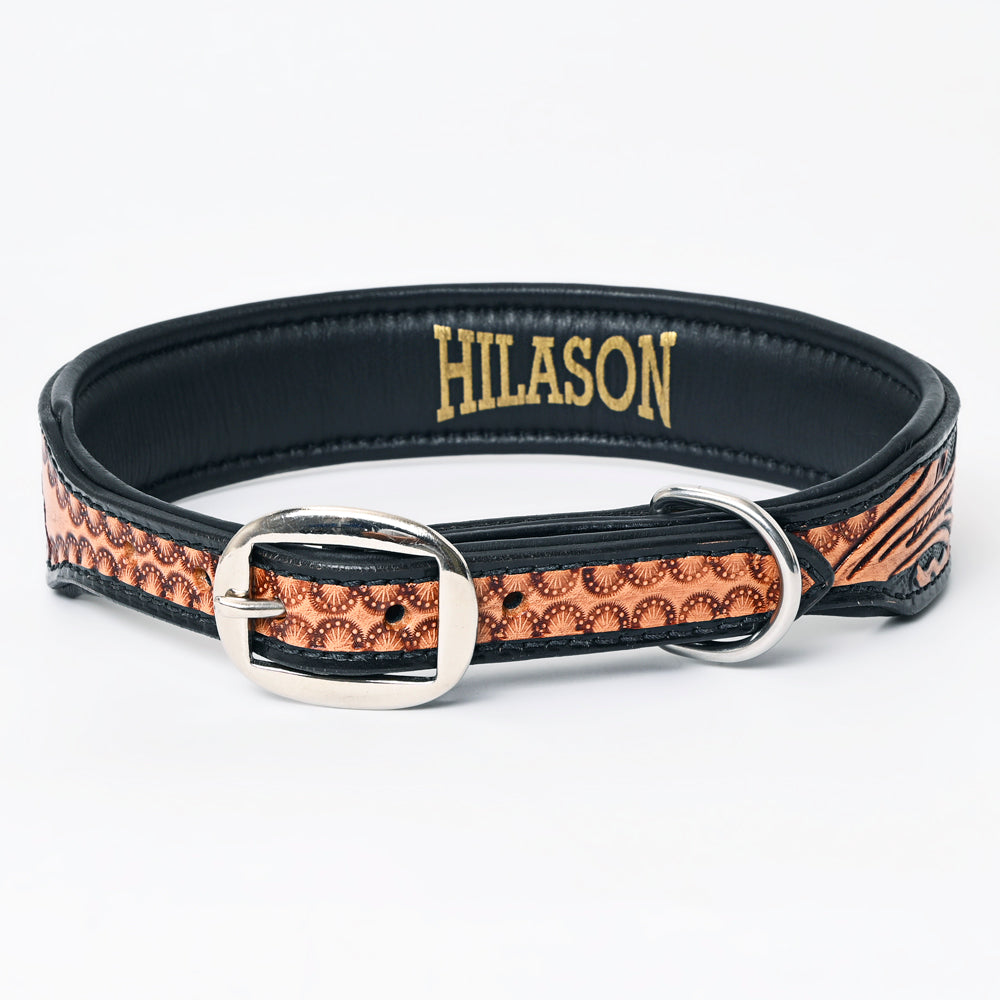 HILASON Western Genuine Leather Heavy Duty Dog Collar Floral Tooled