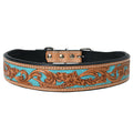 HILASON Western Genuine Leather Heavy Duty Dog Collar Floral Tooled