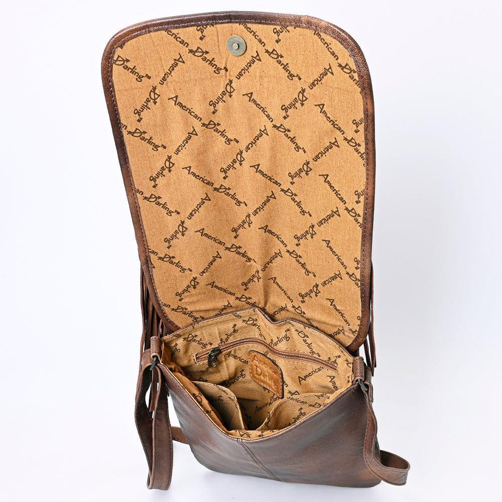 American Darling Hand-Tooled Hair-On Genuine Leather Chaps Bag