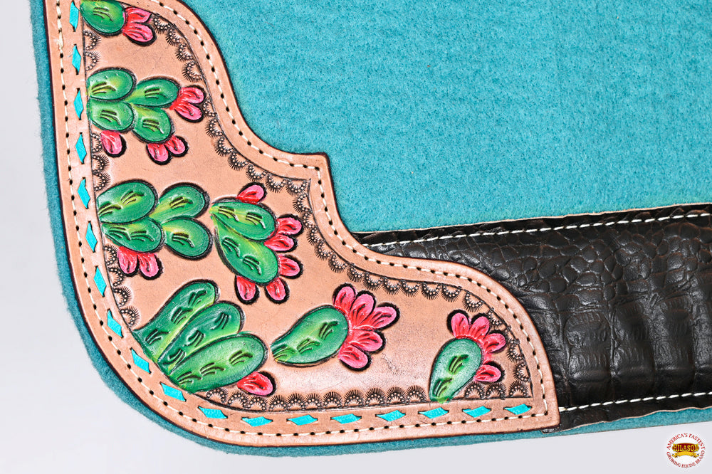 HILASON Western Wool Felt Horse Saddle Pad W/ Distressed Wear Leather | for Horses