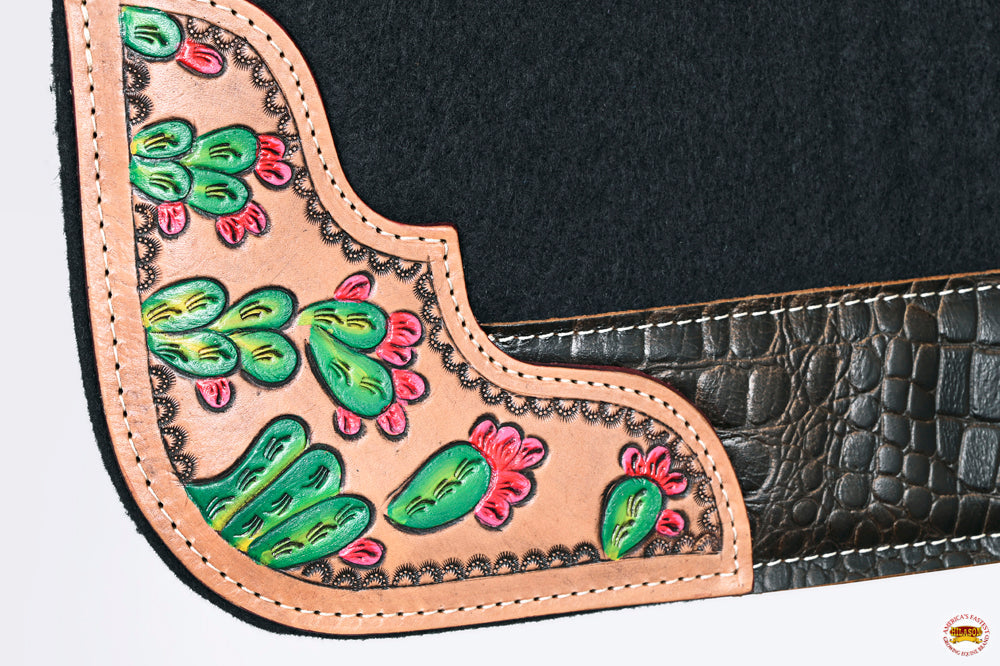 HILASON Western Wool Felt Horse Saddle Pad W/ Distressed Wear Leather | for Horses