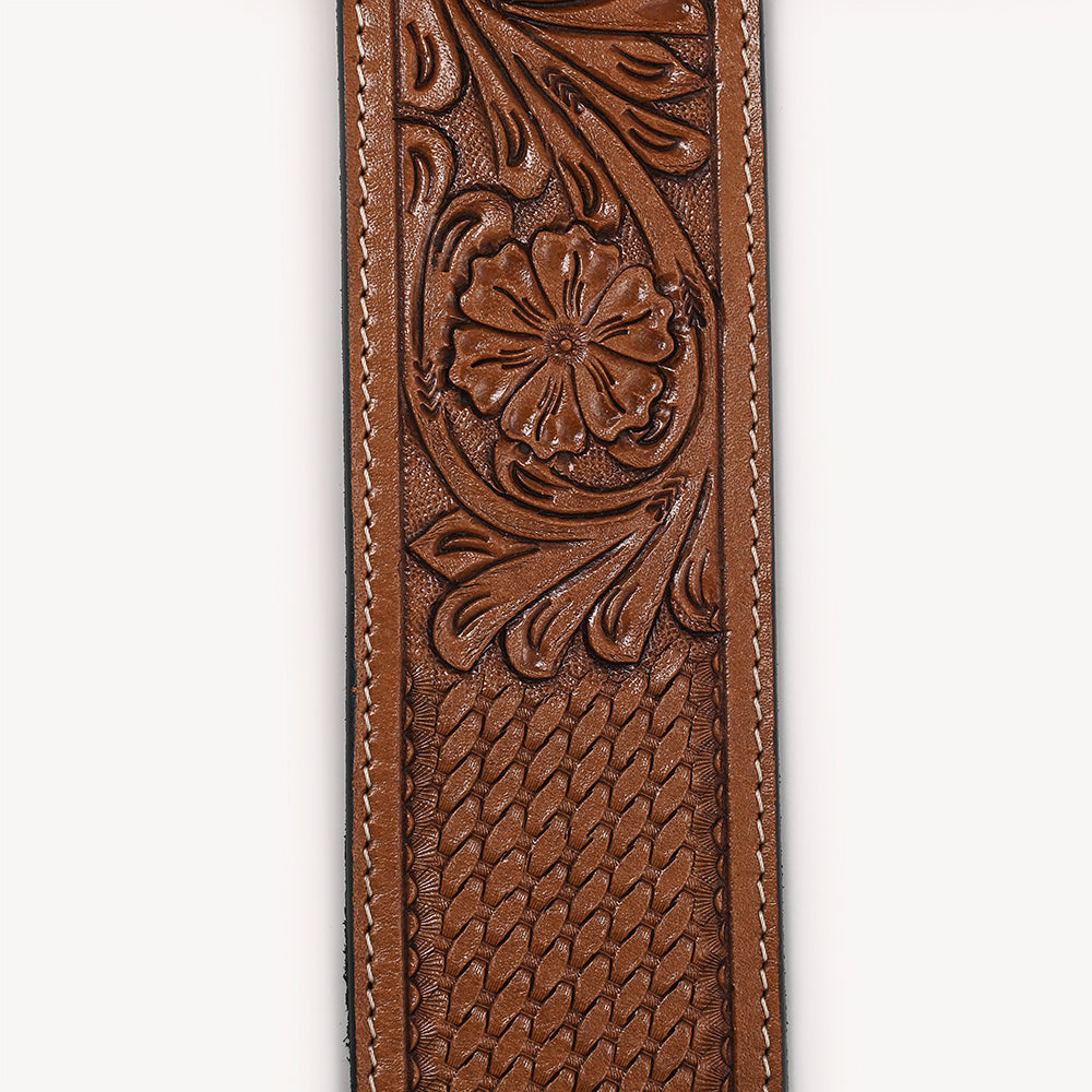 Comfytack Horse Western Leather Basketweave Tooled Floral Rear Flank Saddle Cinch Off Billets