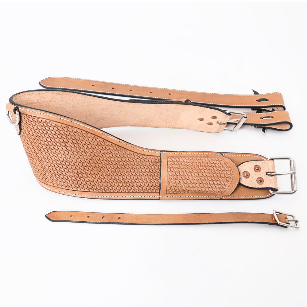 Comfytack Horse Western Tooled Padded Leather Rear Flank Back Saddle Cinch Billets