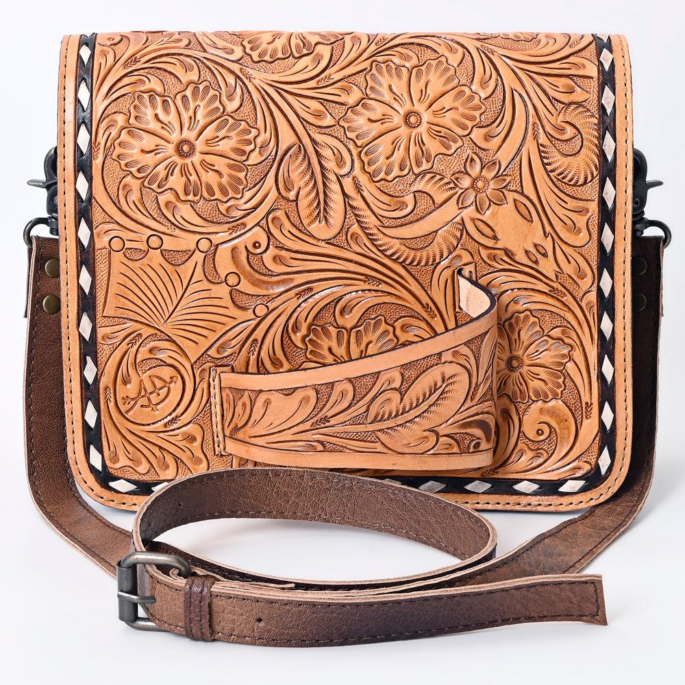American Darling Hand-Tooled Genuine Leather Small Crossbody Bag