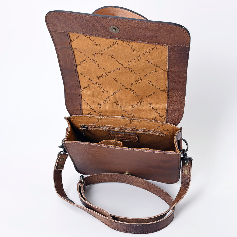 American Darling Hand-Tooled Genuine Leather Small Crossbody Bag