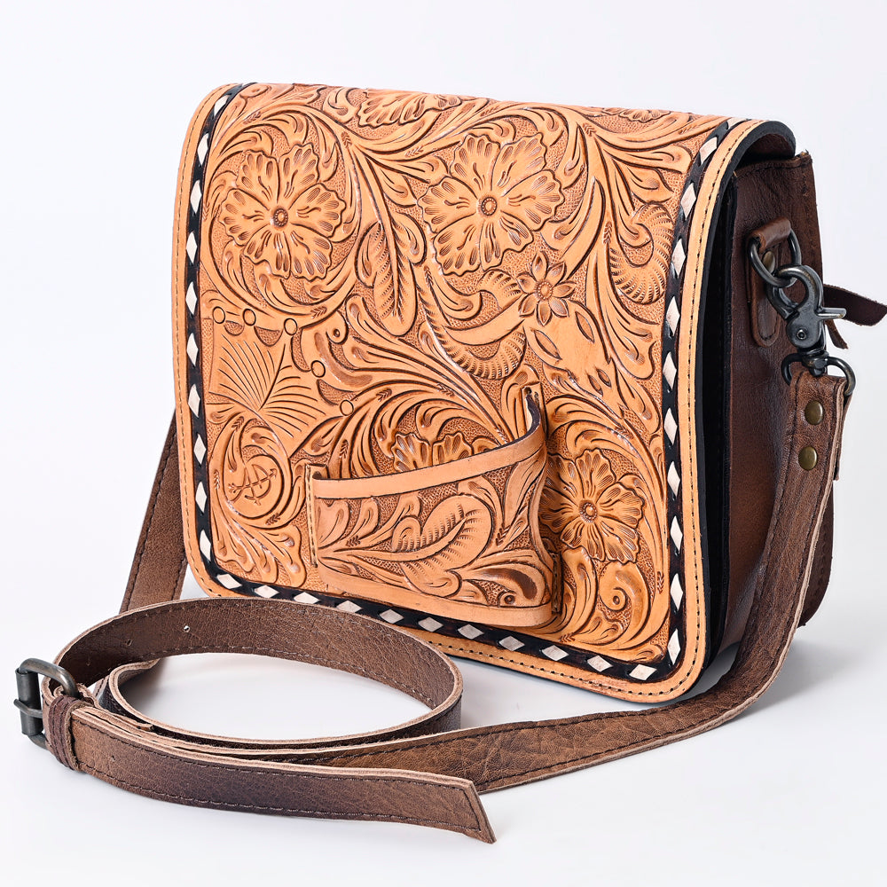 American Darling Hand-Tooled Genuine Leather Small Crossbody Bag