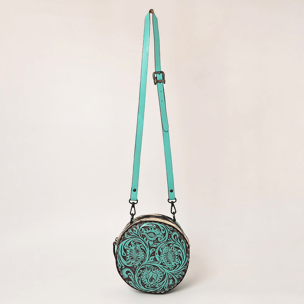 American Darling Canteen Bag Hand Tooled Hair on Genuine Leather Western Women | Handbag Purse