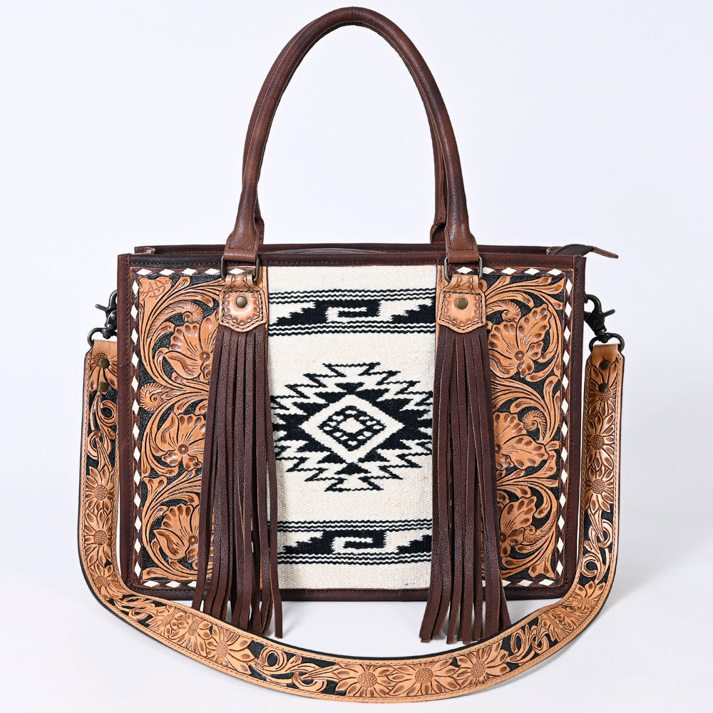 American Darling Briefcase Hand Tooled Saddle Blanket Genuine Leather