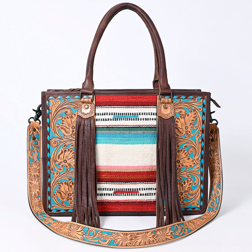 American Darling Briefcase Hand Tooled Saddle Blanket Genuine Leather