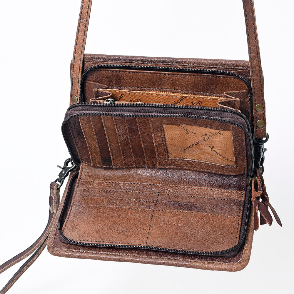 American Darling Organiser Bag Handcrafted from Crocodile Embossed Genuine Leather with YKK Zipper and Detachable Strap