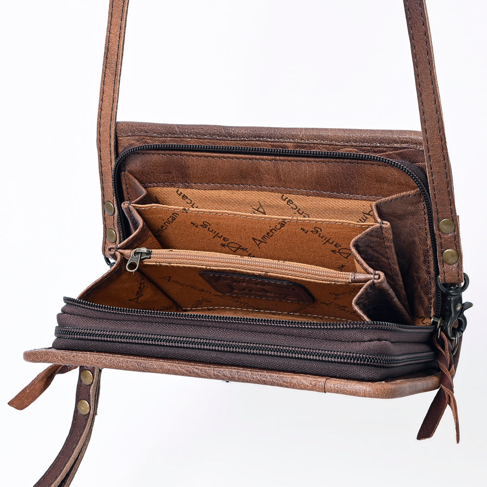 American Darling Organiser Bag Handcrafted from Crocodile Embossed Genuine Leather with YKK Zipper and Detachable Strap
