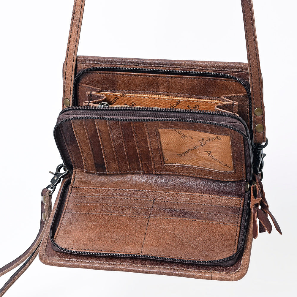 American Darling Organiser Bag Handcrafted from Crocodile Embossed Genuine Leather with YKK Zipper and Detachable Strap