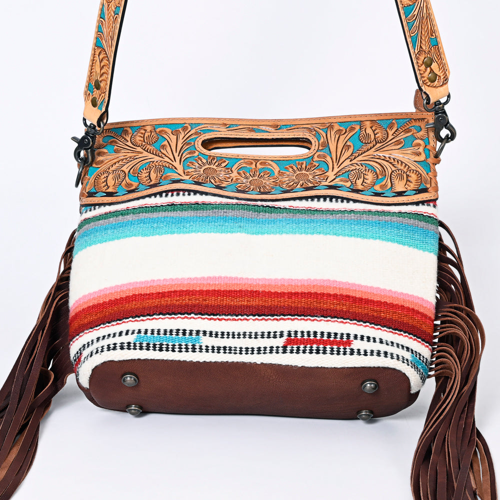 American Darling Clutch Hand Tooled Saddle Blanket Fabric Genuine Leather Western Women Bag Handbag Purse | Purses for Cute