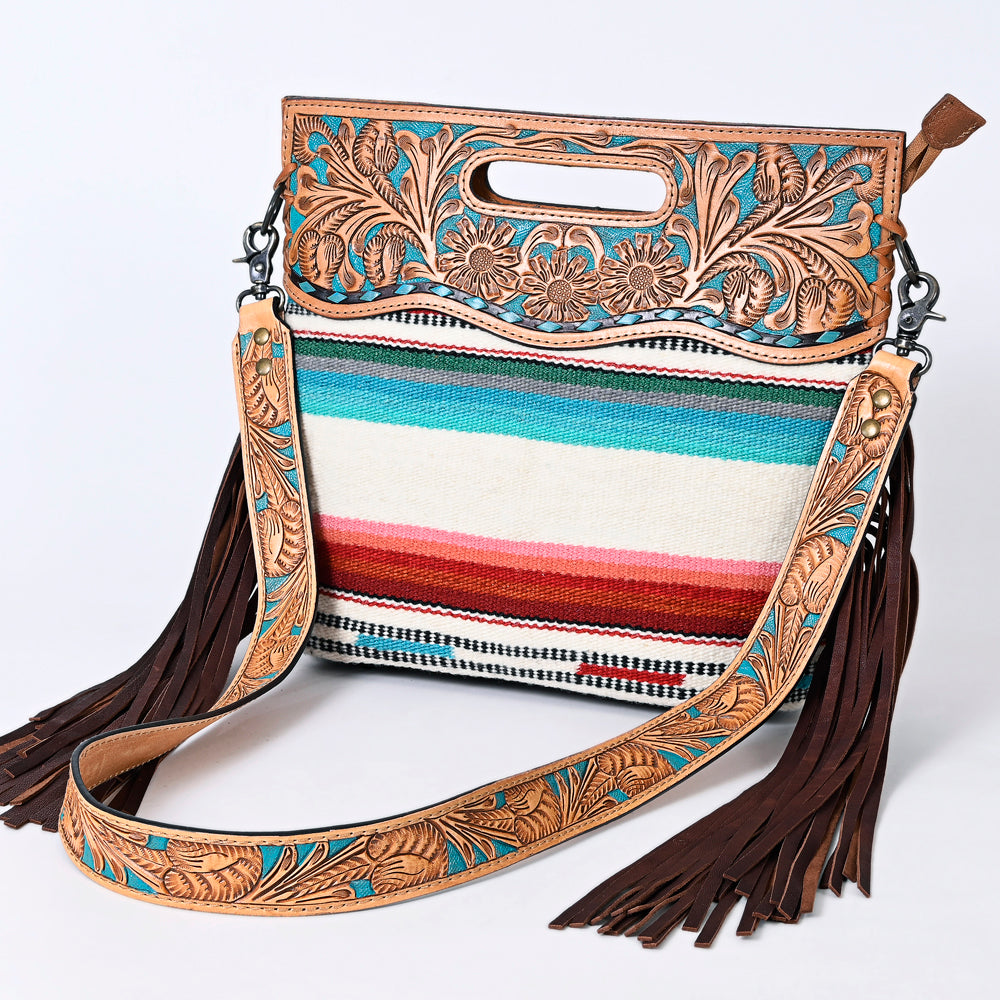 American Darling Clutch Hand Tooled Saddle Blanket Fabric Genuine Leather Western Women Bag Handbag Purse | Purses for Cute