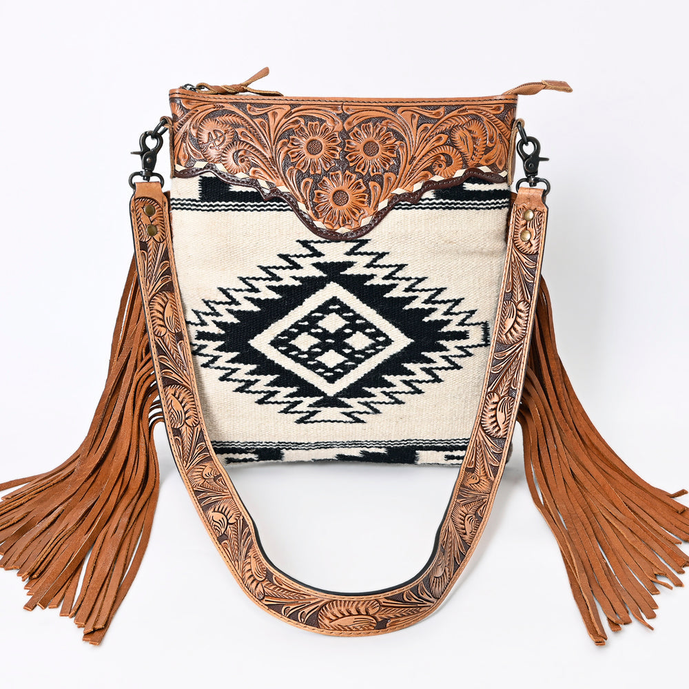 American Darling Messenger Hand Tooled Hair On Genuine Leather Western Women Bag Handbag Purse | Cute