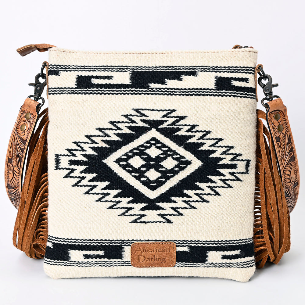 American Darling Messenger Hand Tooled Hair On Genuine Leather Western Women Bag Handbag Purse | Cute