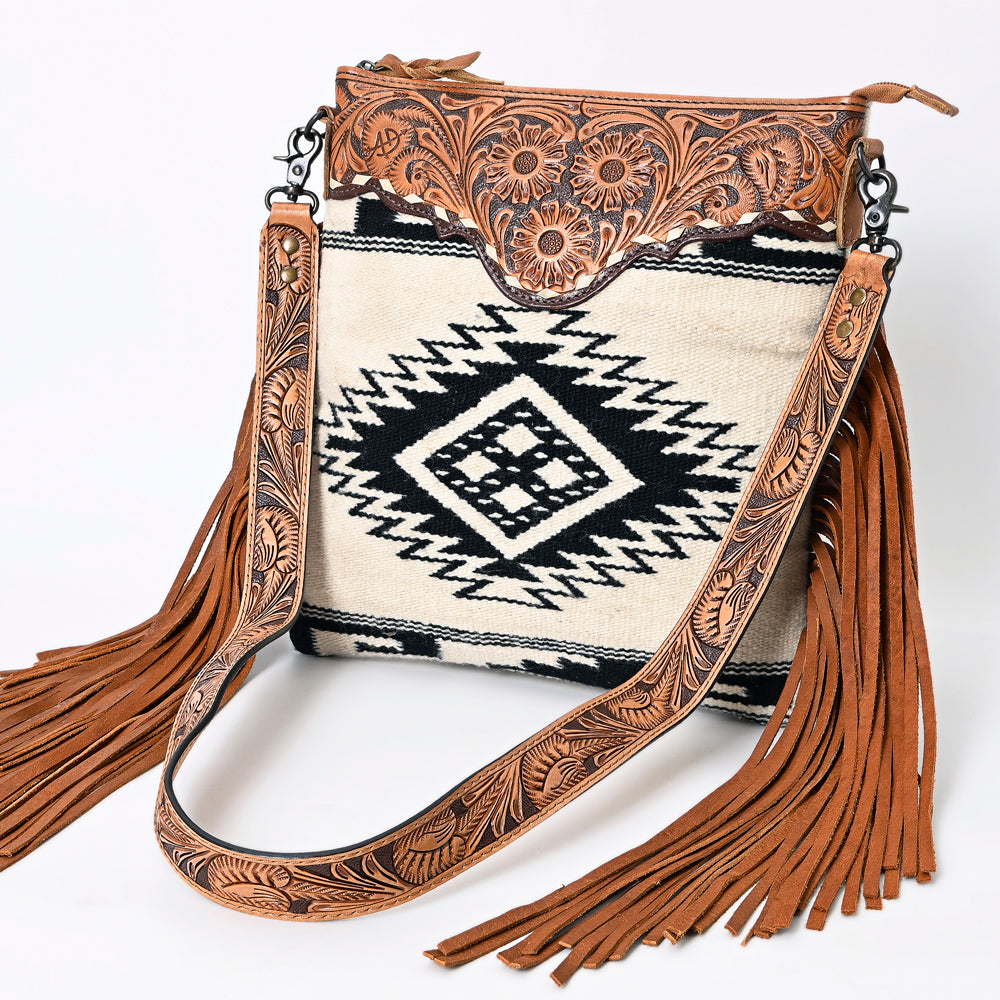 American Darling Messenger Hand Tooled Hair On Genuine Leather Western Women Bag Handbag Purse | Cute