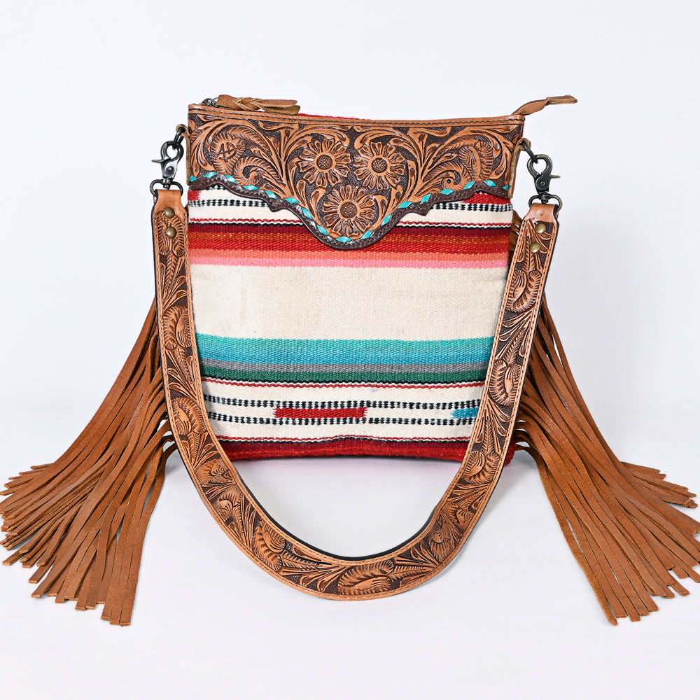 American Darling Messenger Hand Tooled Hair On Genuine Leather Western Women Bag Handbag Purse | Cute