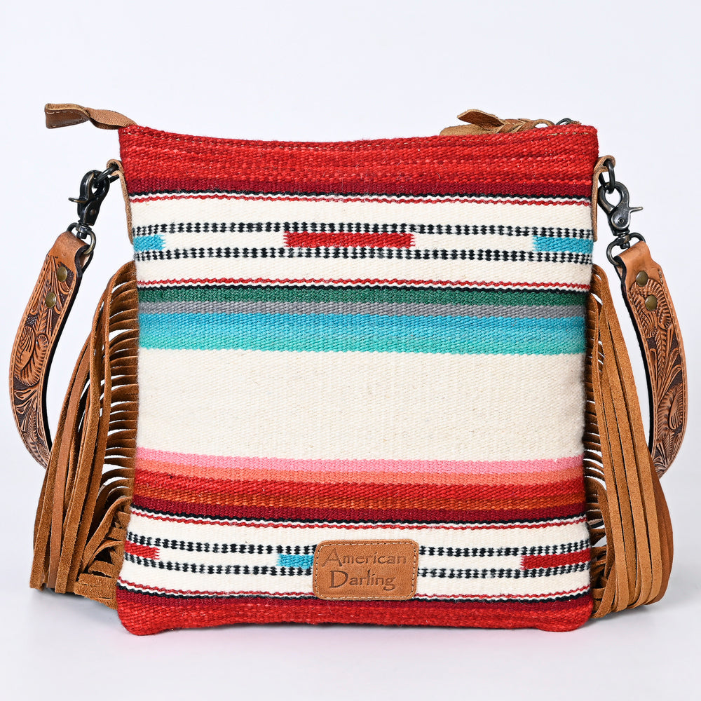 American Darling Messenger Hand Tooled Hair On Genuine Leather Western Women Bag Handbag Purse | Cute
