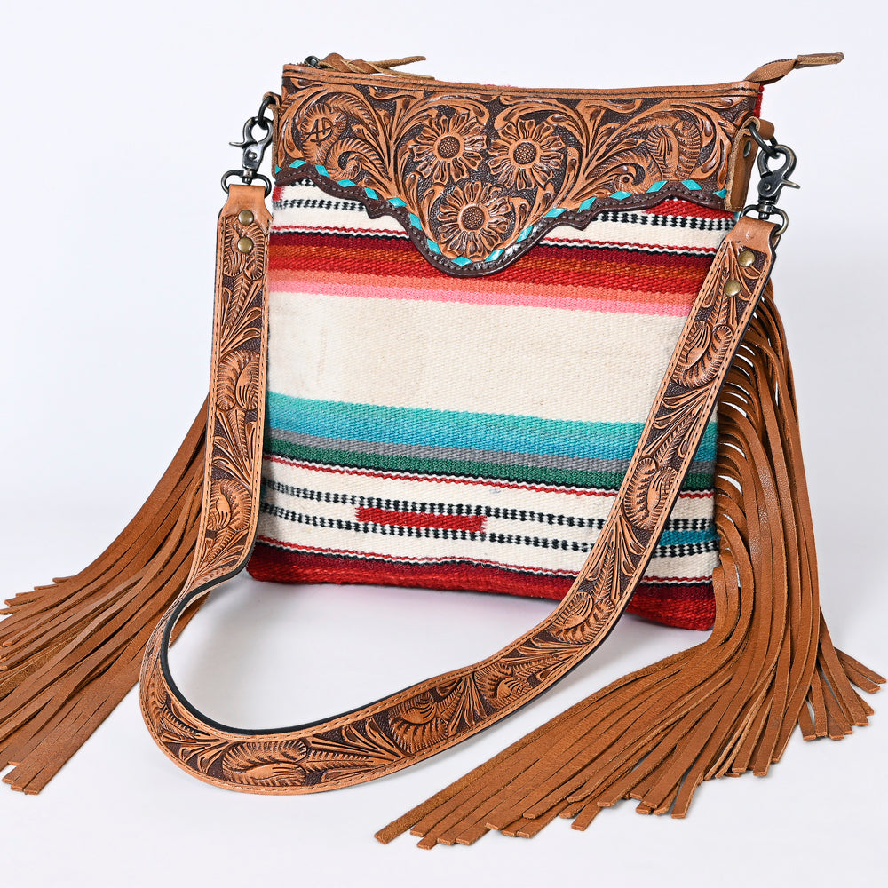American Darling Messenger Hand Tooled Hair On Genuine Leather Western Women Bag Handbag Purse | Cute