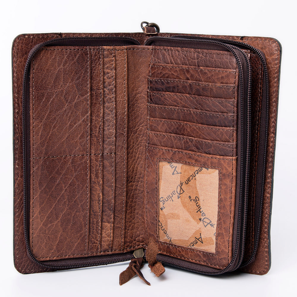 American Darling Organiser Bag Handcrafted from Crocodile Embossed Genuine Leather with YKK Zipper and Detachable Strap