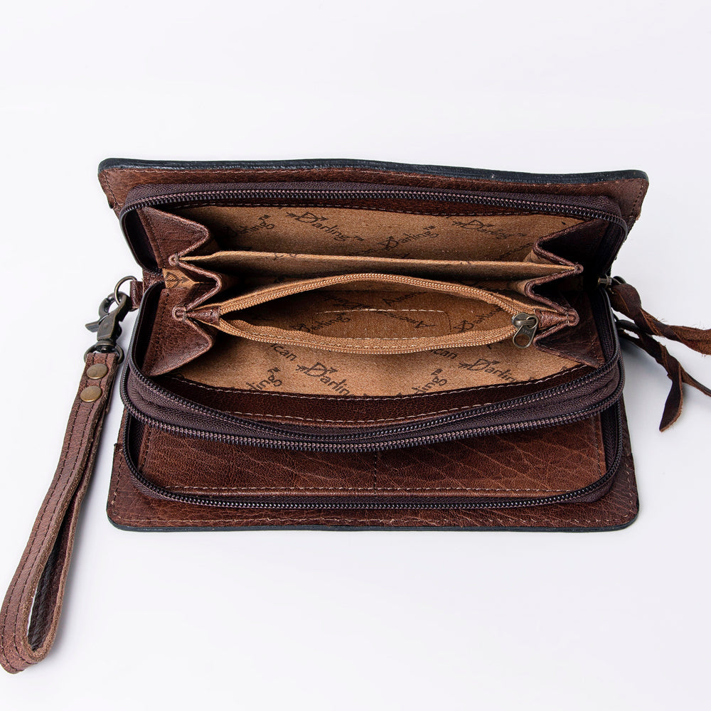 American Darling Organiser Bag Handcrafted from Crocodile Embossed Genuine Leather with YKK Zipper and Detachable Strap