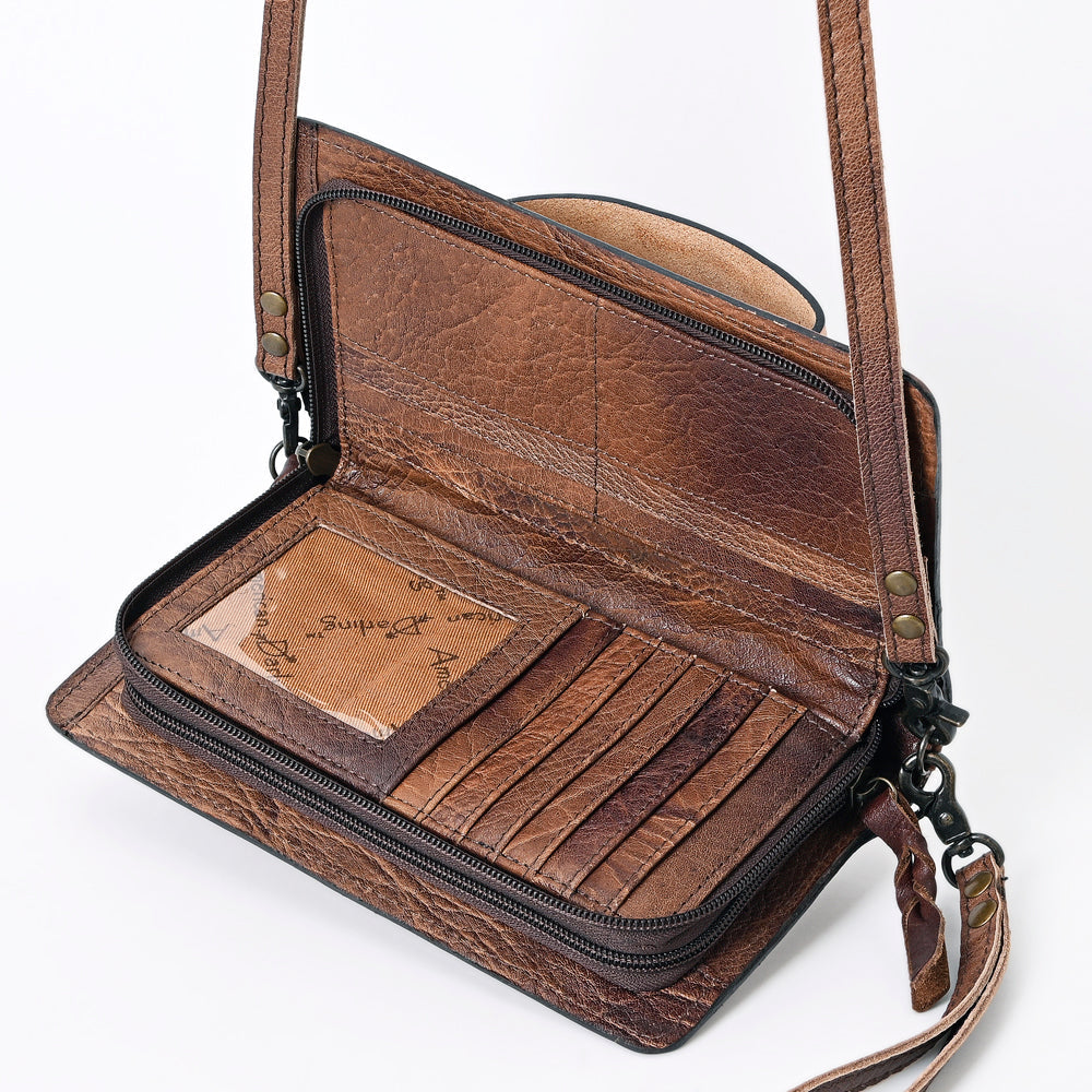 American Darling Organiser Bag Handcrafted from Crocodile Embossed Genuine Leather with YKK Zipper and Detachable Strap