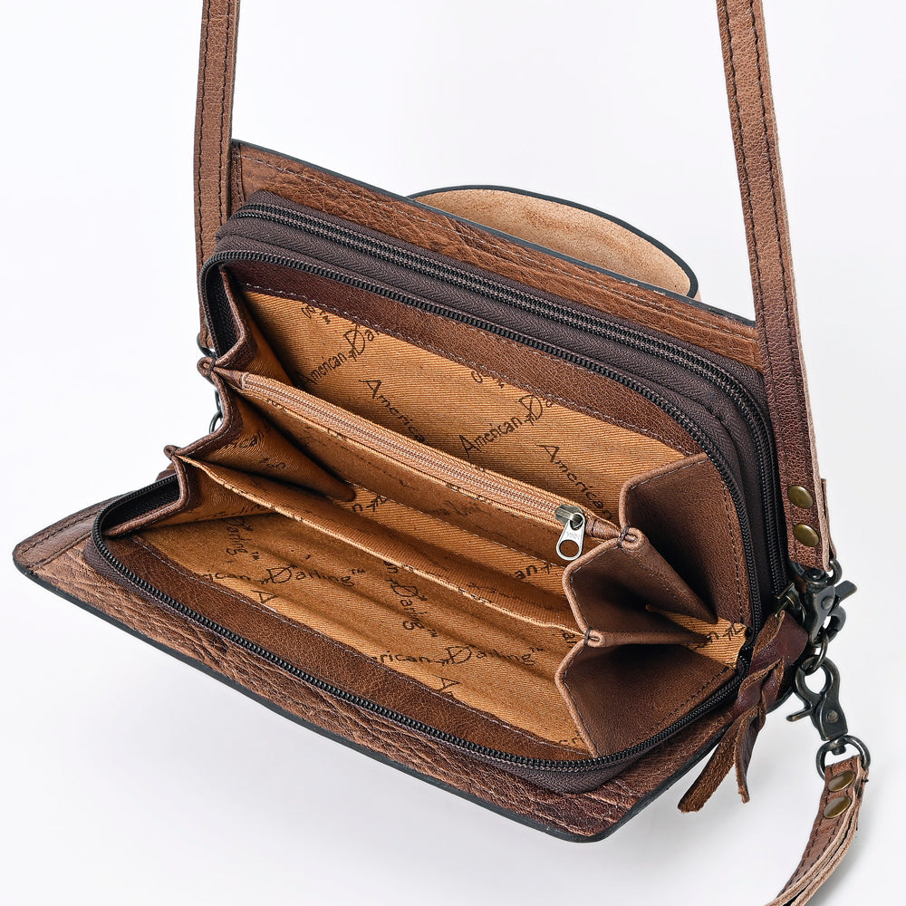 American Darling Organiser Bag Handcrafted from Crocodile Embossed Genuine Leather with YKK Zipper and Detachable Strap